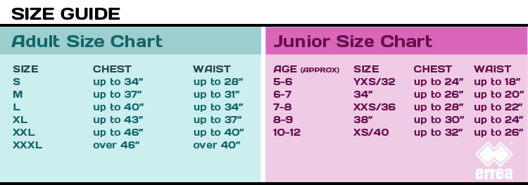 Errea Size Chart